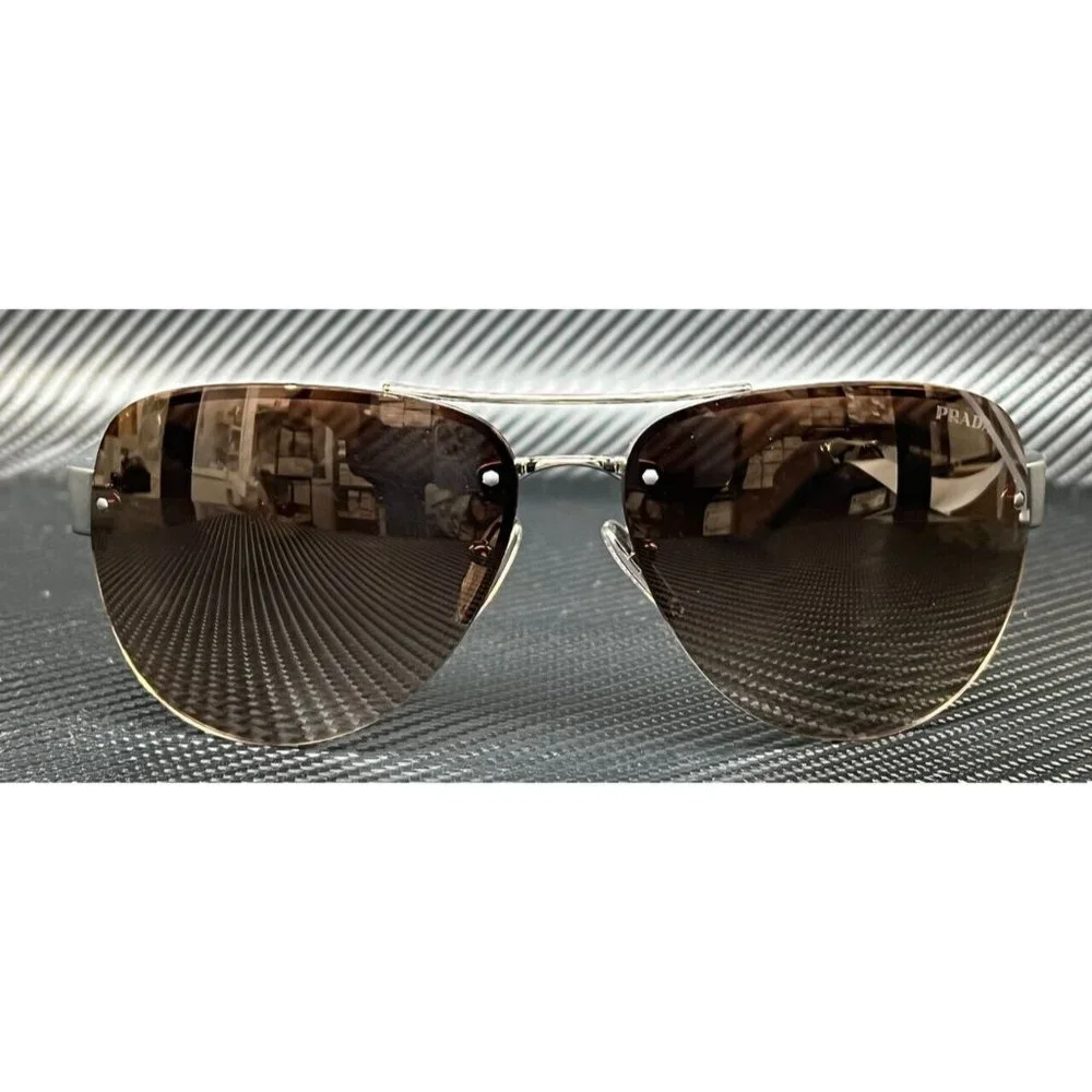 New! Prada Gunmetal Brown Mens 64mm Sunglasses